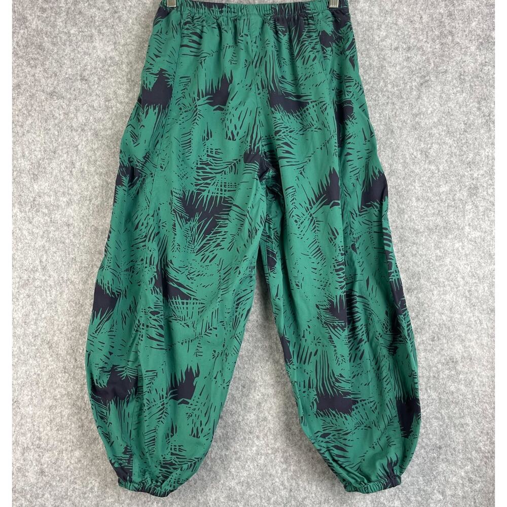 Kleen Parachute Pants Womens Medium Green Palm Print Pull On Cropped Tropical - Picture 7 of 11